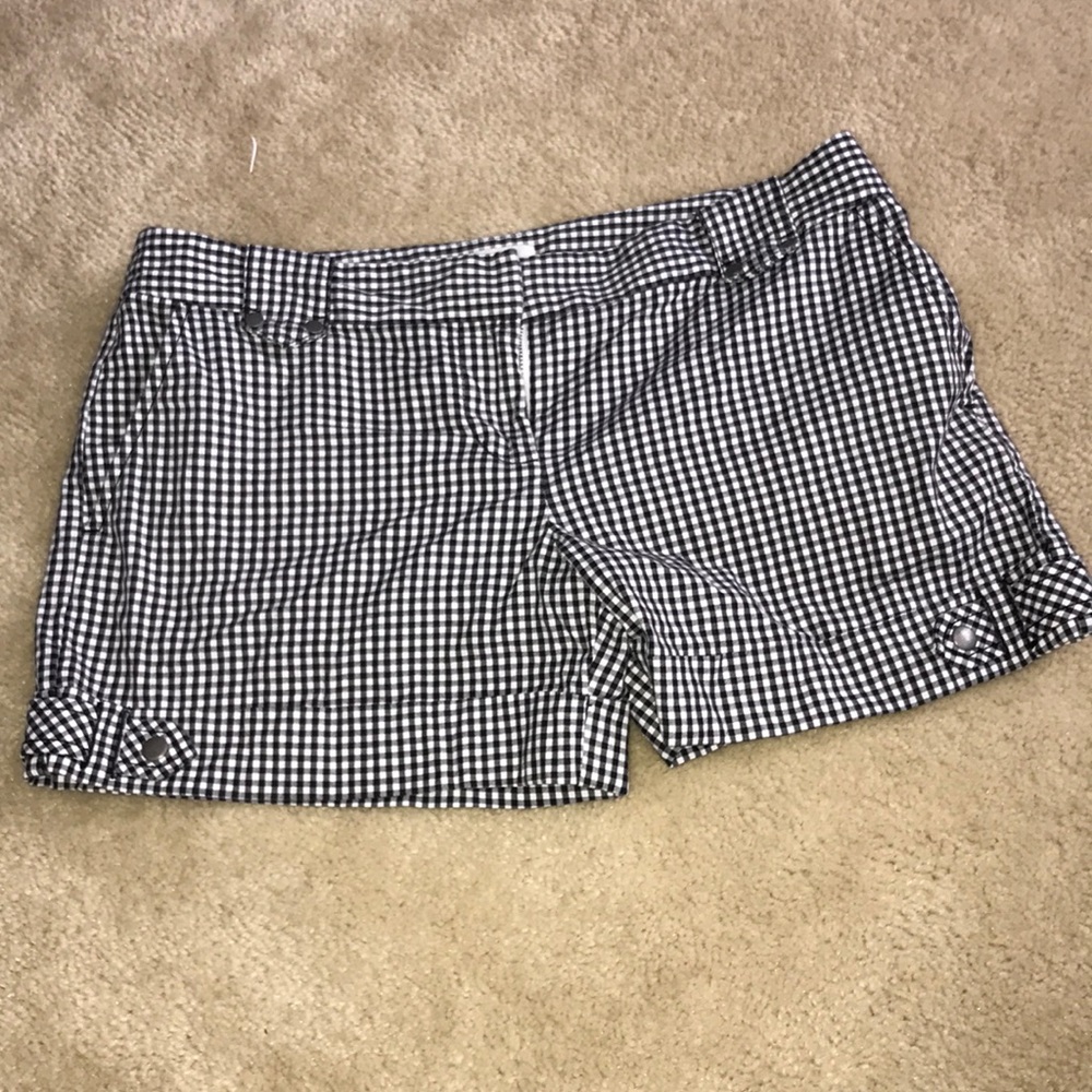 Checkered black and white shorts
